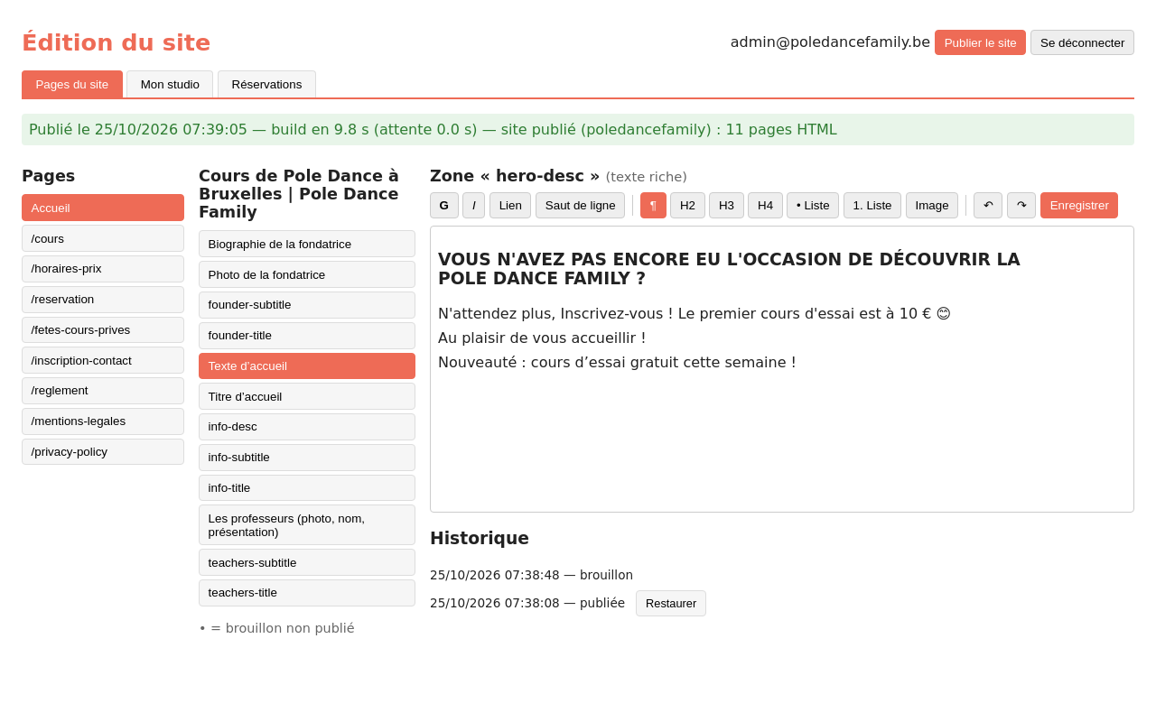 Publication (génération du site statique)